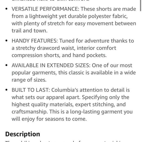 Columbia Men's Hike Brief Pull On Shorts Omni Wick Auburn Size XXL NWT - Picture 5 of 12